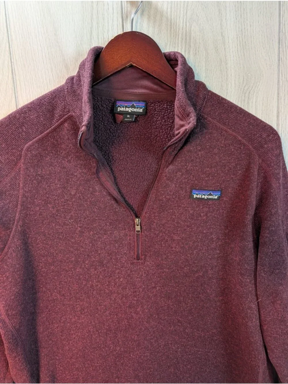 Patagonia Better Sweater 1/4 Zip Jacket Pullover Women's XL Maroon Fleece